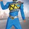 Boy's Blue Ranger Muscle Costume Dino Charge Jumpsuit with Belt Shoulder Pieces and Mask